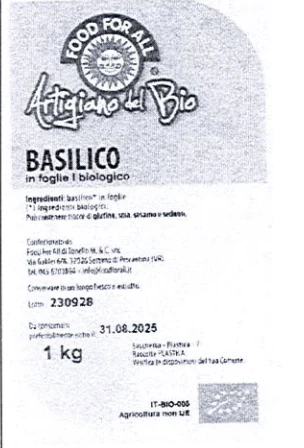 BASILICO FOGLIA BIOLOGICO