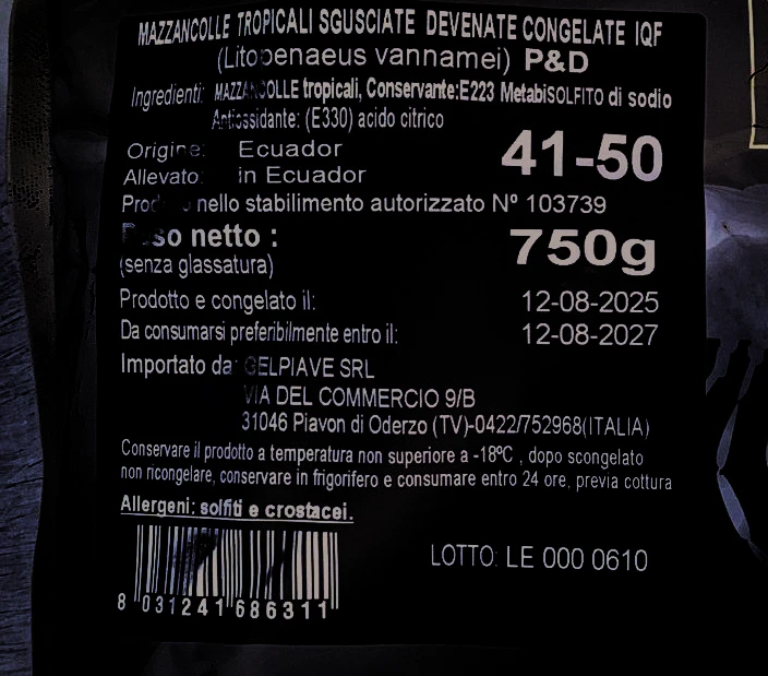MAZZANCOLLE TROPICALI SGUSCIATE DEVEN. CONGELATE-36/40-41/50-51/60