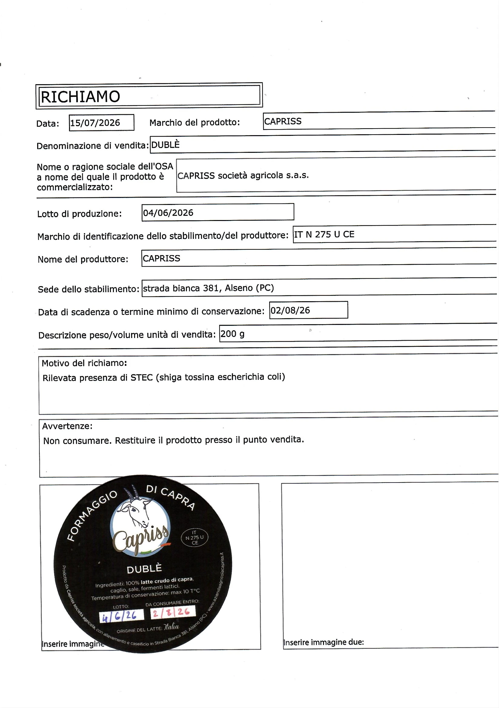 DUBLE - Formaggio di capra