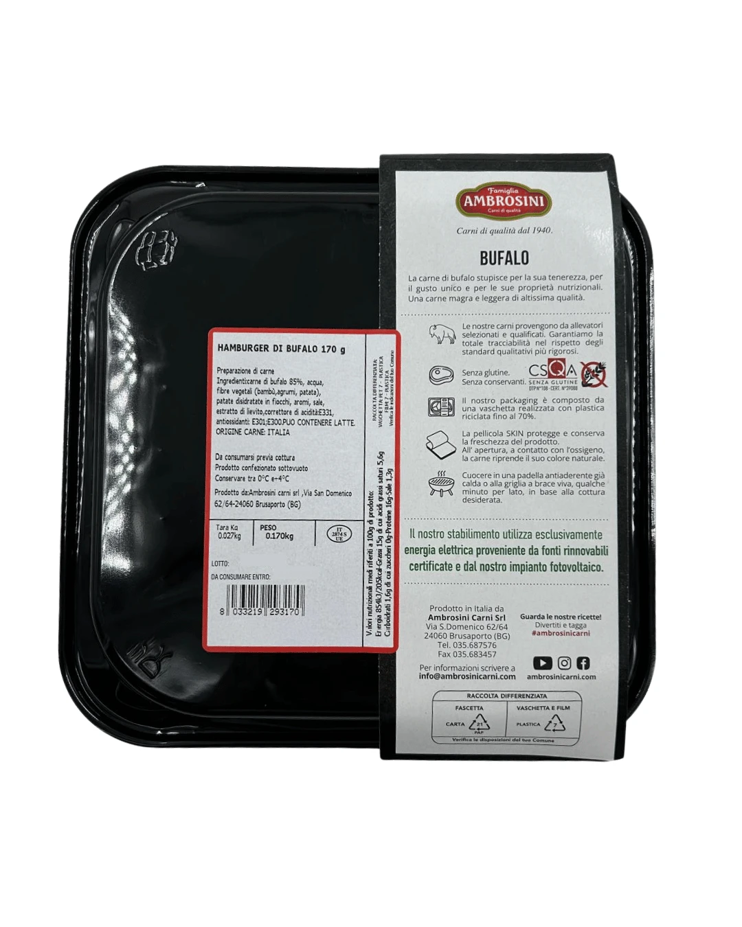 HAMBURGER DI BUFALO - 170g skin