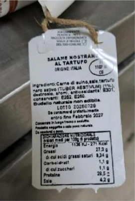 Foto Salame stagionato al tartufo Salumificio F.lli Costantini richiamato