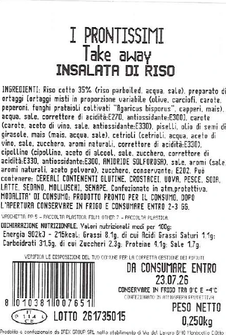 Foto Insalata di riso I Prontissimi richiamato