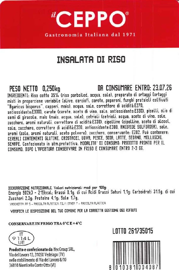 Foto Insalata di riso Il Ceppo richiamato