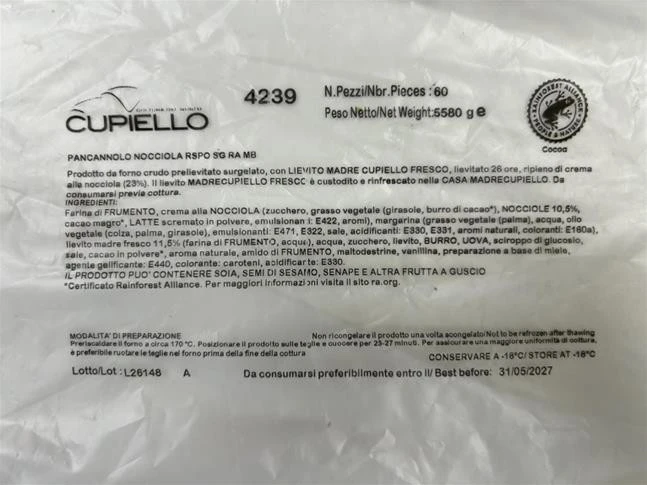Foto 4239 pancannolo nocciola rspo sg 60 pz Cupiello richiamato