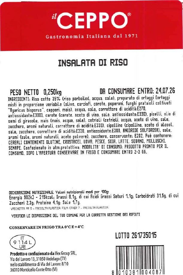 Foto Insalata di riso Il Ceppo richiamato