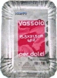 Vassoio rettangolare argento 4pz. 15.5x21.5cm