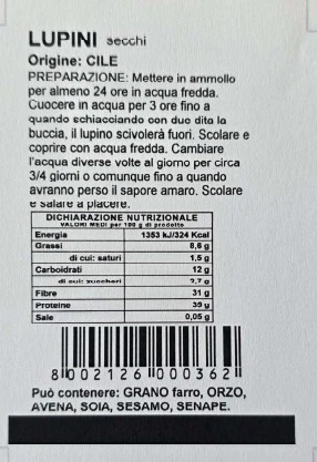 Foto Lupini secchi Cibon richiamato