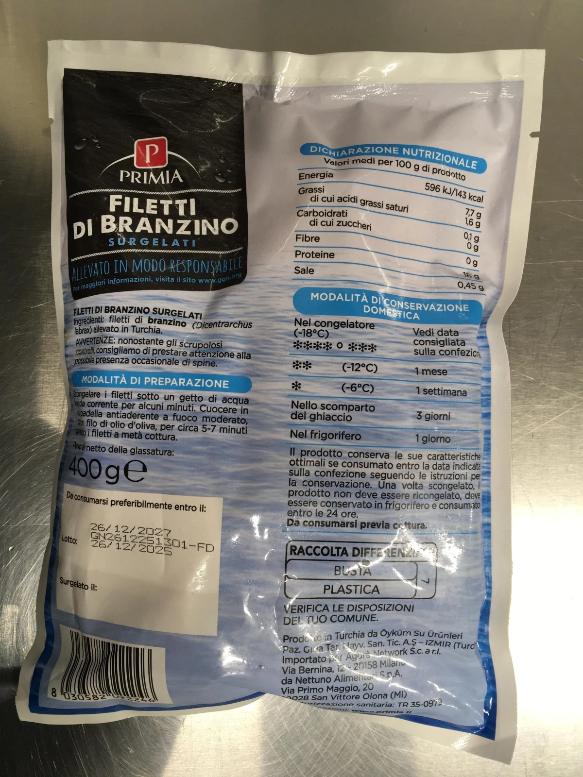 Filetti di brazino surgelati