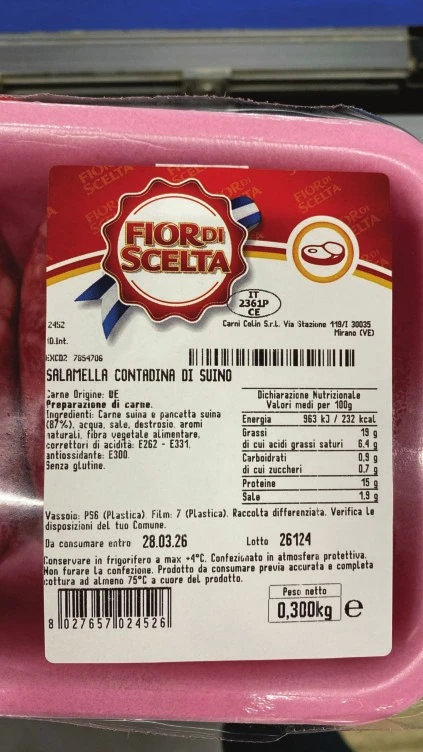 Foto Salamella contadina di suino Fior Di Scelta richiamato