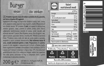 Foto Burger vegani con verdure Vemondo richiamato
