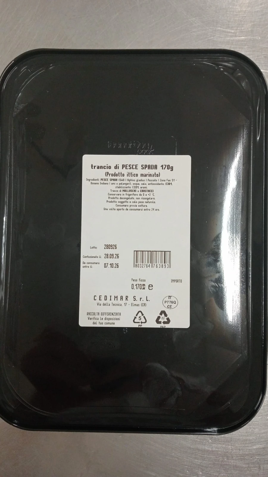 Trancio di pesce spada 170 gr