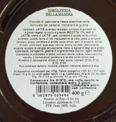 Foto Torta festa della mamma Senza Peccato richiamato