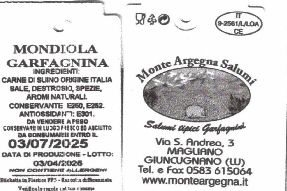 Foto Mondiola/mortadella garfagnina Monte Argegna Salumi richiamato