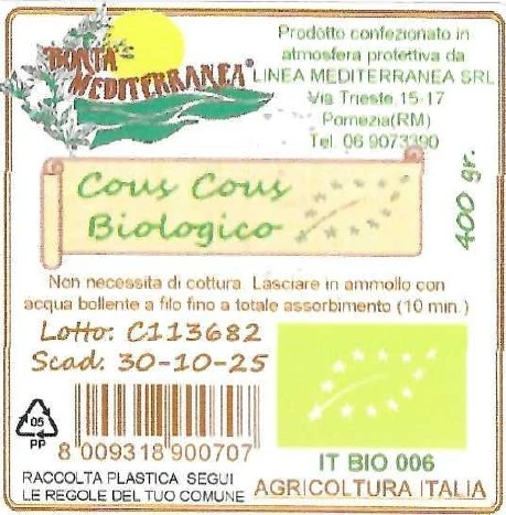 Foto Cous Cous Biologico Bontà Mediterranea Srl richiamato