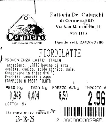 Foto Mozzarella fiordilatte Cerniero - Fattoria dei calanchi richiamato