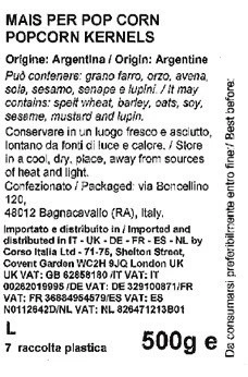 Foto Mais per pop corn The Italian Food Shop richiamato