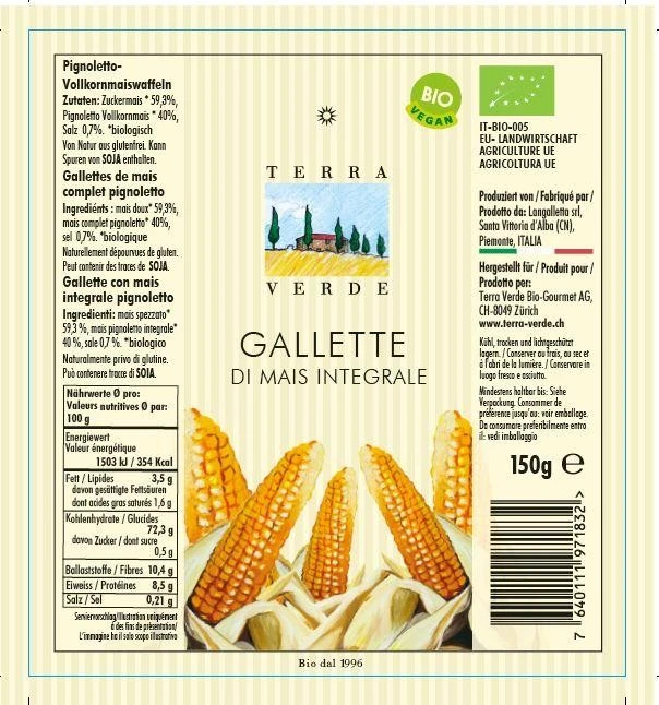 Foto Gallette di mais integrale Terra Verde richiamato