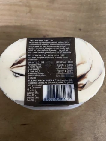 GELATO AL GUSTO ZABAIONE VARIEGATO CIOCCOLATO AL RUM CON UVETTA SULTANINA AROMATIZZATA AL RUM