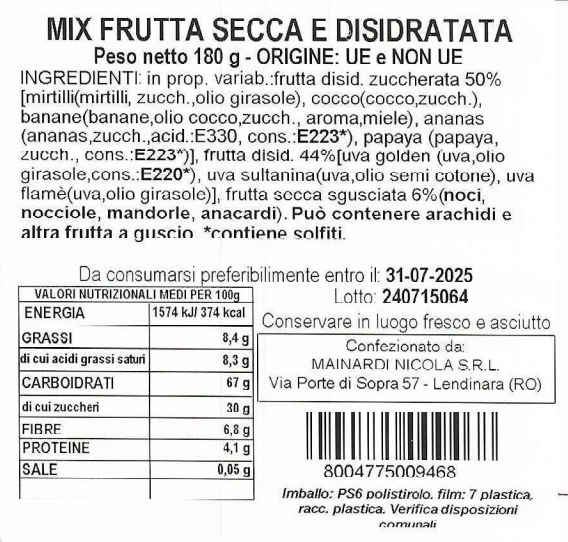 MELANGE ESOTICO (MIX FRUTTA SECCA E DISIDRATATA)