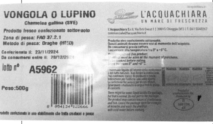 VONGOLE O LUPINI SOTTOVUOTO 4X0,5 KG