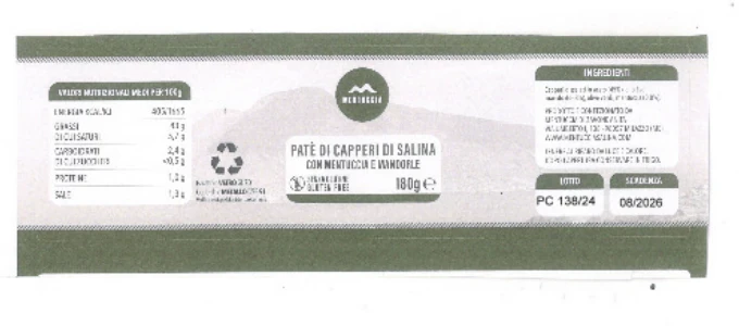 PATE' DI CAPPERI CON MENTUCCIA E MANDORLE